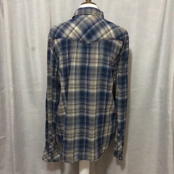 EUC Rare Vintage Brand ButtonUp Shirt-Sz XL-Cotton-Western Vibes-Blue Tones - Picture 7 of 15